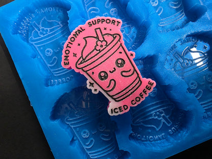 Emotional Support Iced Coffee 6 Cell Silicone Mould for wax, resin, soap