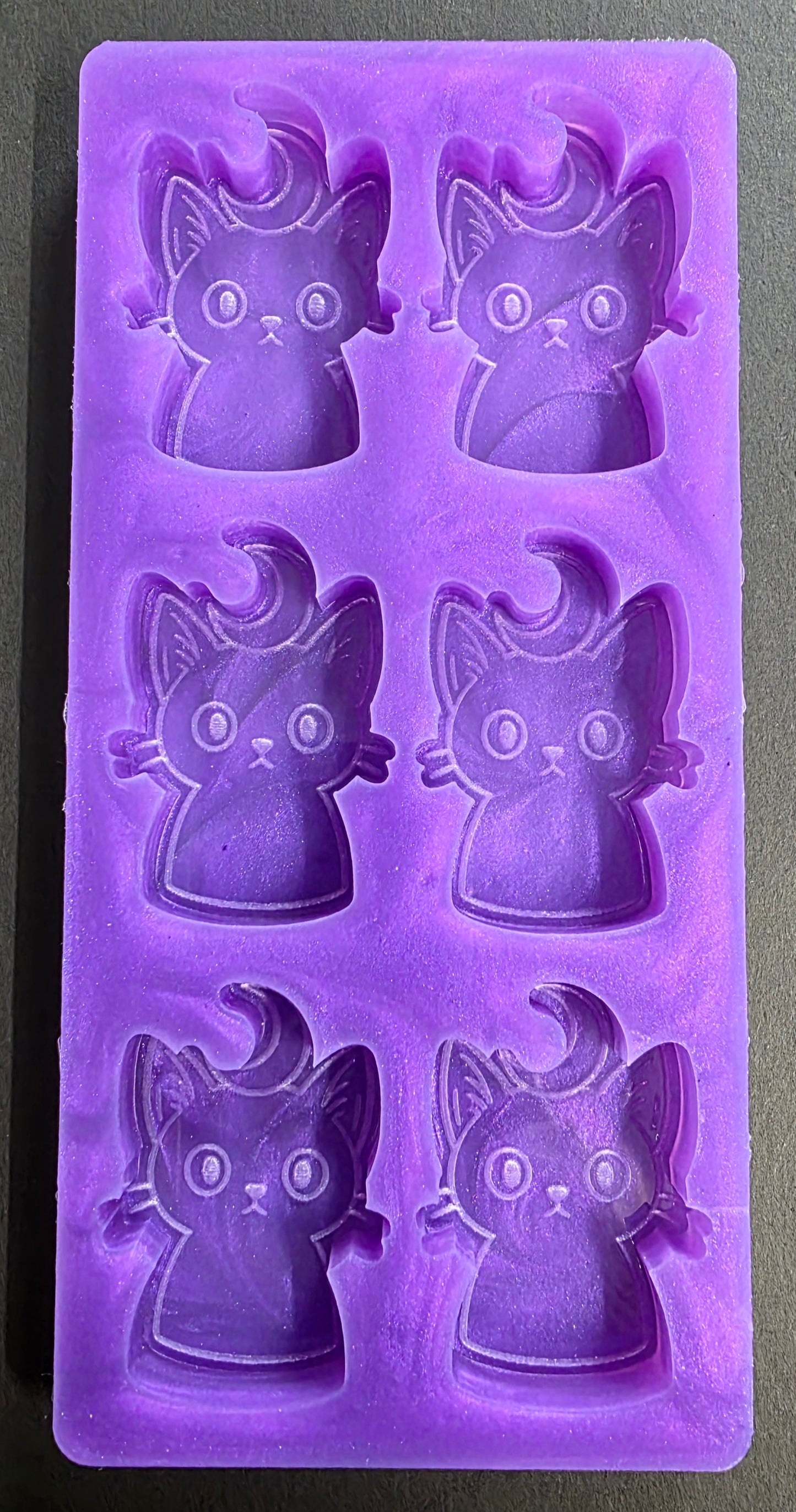 Moon Cat 6 Cell Silicone mould for wax, soap, resin, jesmonite etc