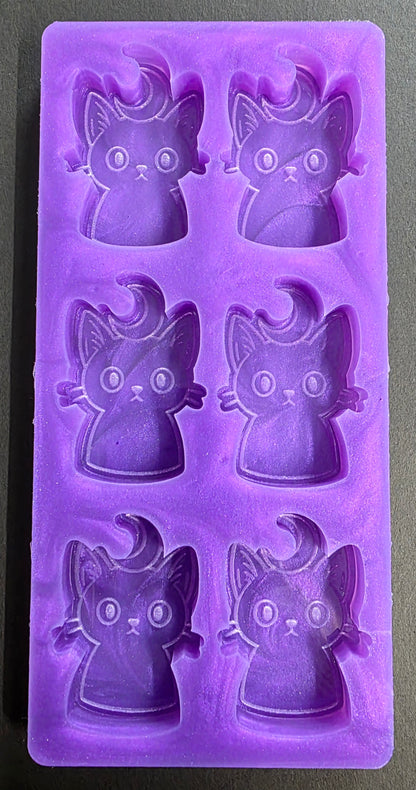 Moon Cat 6 Cell Silicone mould for wax, soap, resin, jesmonite etc
