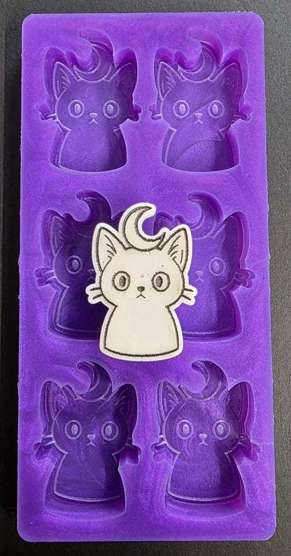 Moon Cat 6 Cell Silicone mould for wax, soap, resin, jesmonite etc