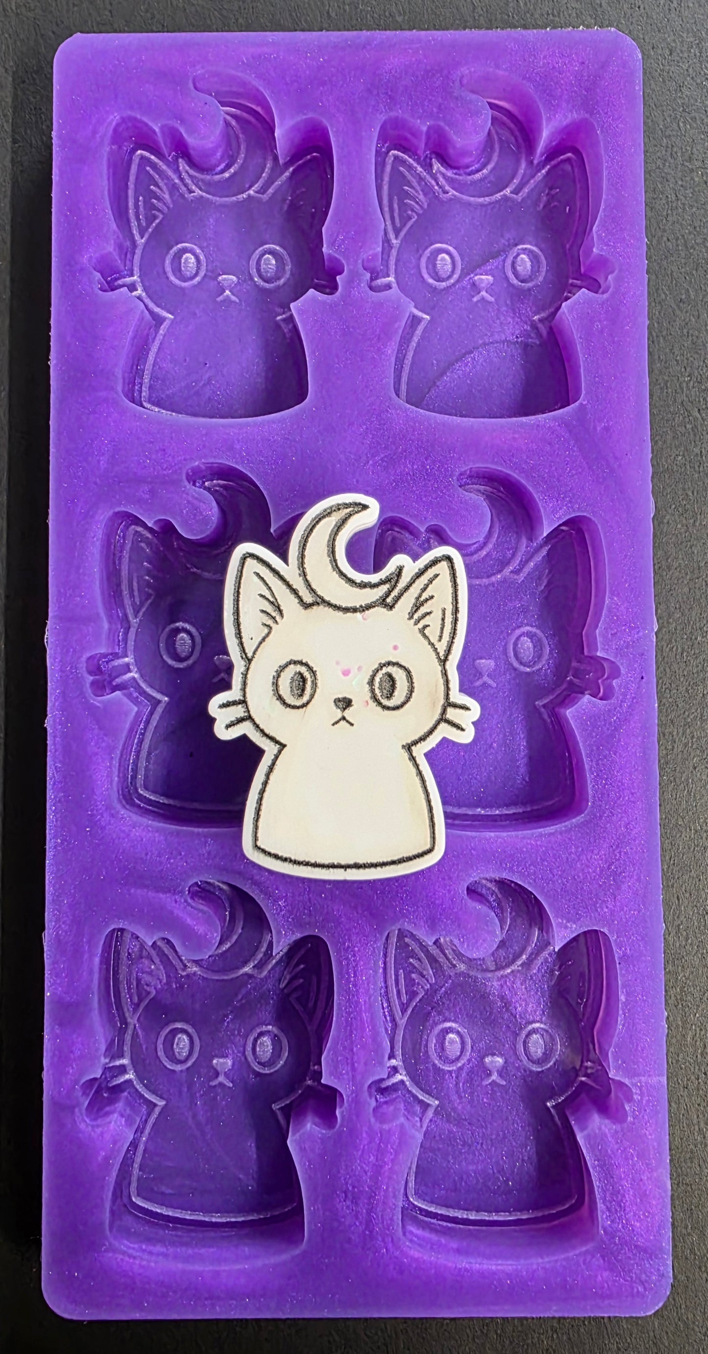 Moon Cat 6 Cell Silicone mould for wax, soap, resin, jesmonite etc