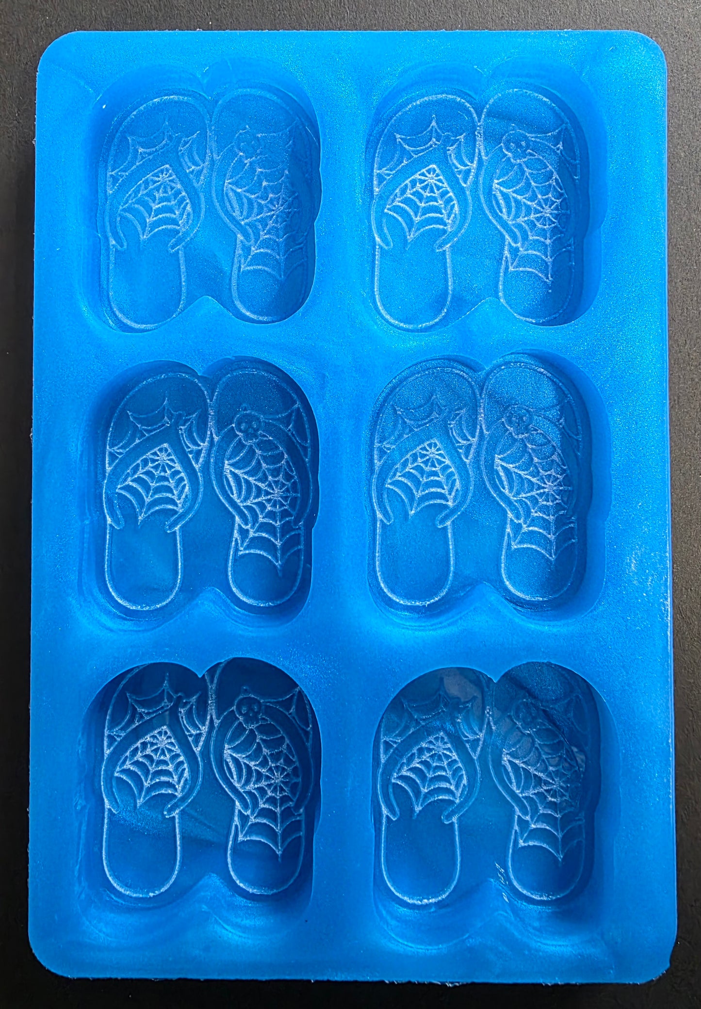 Spooky Flip flops 6 cell silicone mould for wax, soap, resin, jesmonite etc