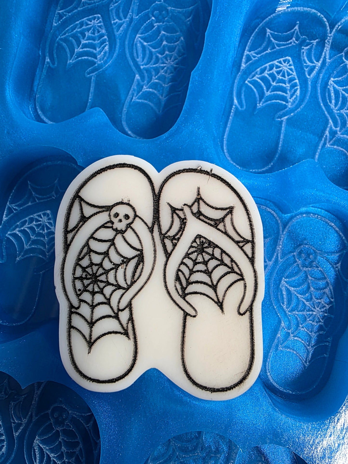 Spooky Flip flops 6 cell silicone mould for wax, soap, resin, jesmonite etc