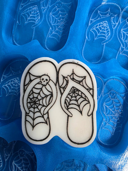 Spooky Flip flops 6 cell silicone mould for wax, soap, resin, jesmonite etc