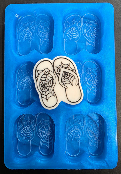 Spooky Flip flops 6 cell silicone mould for wax, soap, resin, jesmonite etc