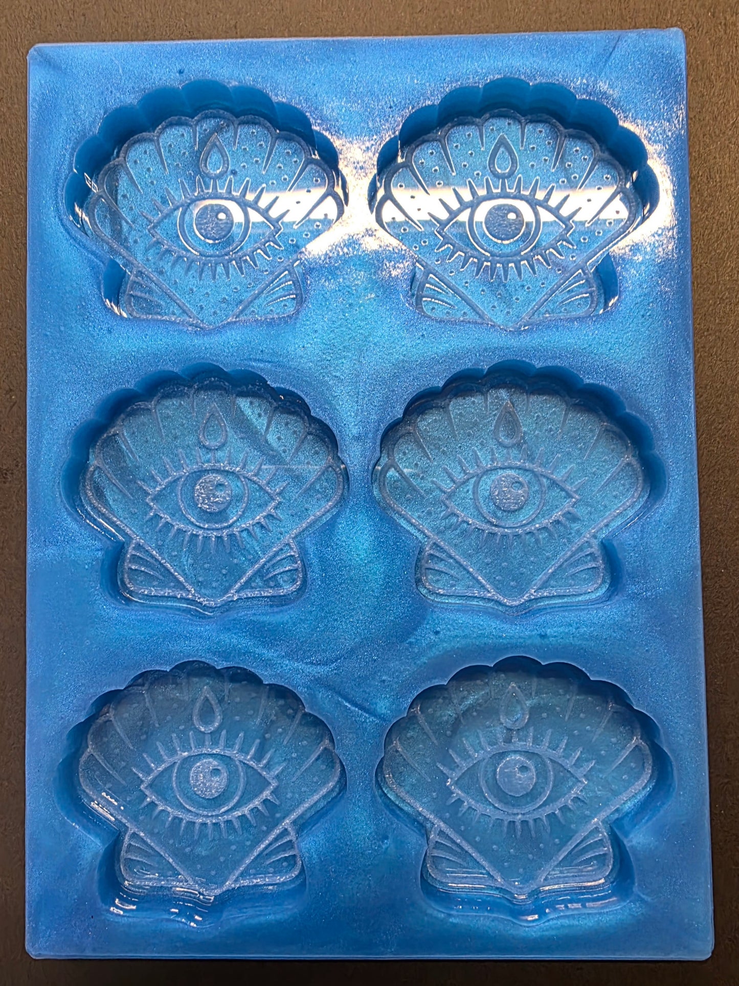 Spooky Shell 6 cell silicone mould for wax, soap, resin, jesmonite etc