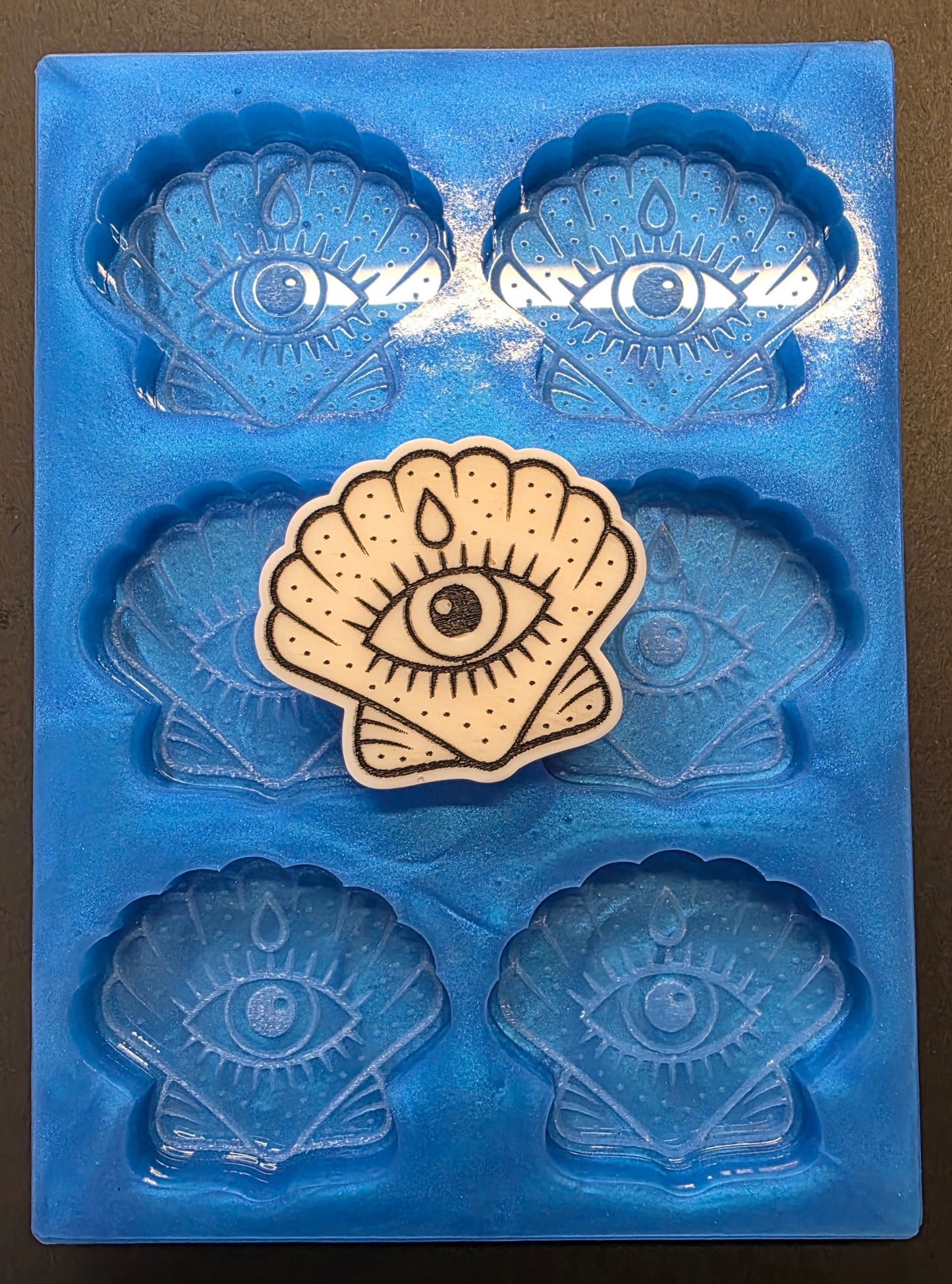 Spooky Shell 6 cell silicone mould for wax, soap, resin, jesmonite etc