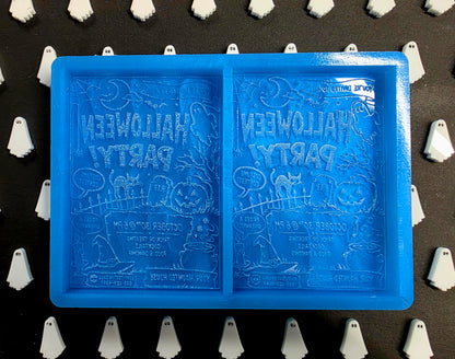 Halloween Party Invitation 2 cell silicone mould for wax melts, resin, soap, jesmonite