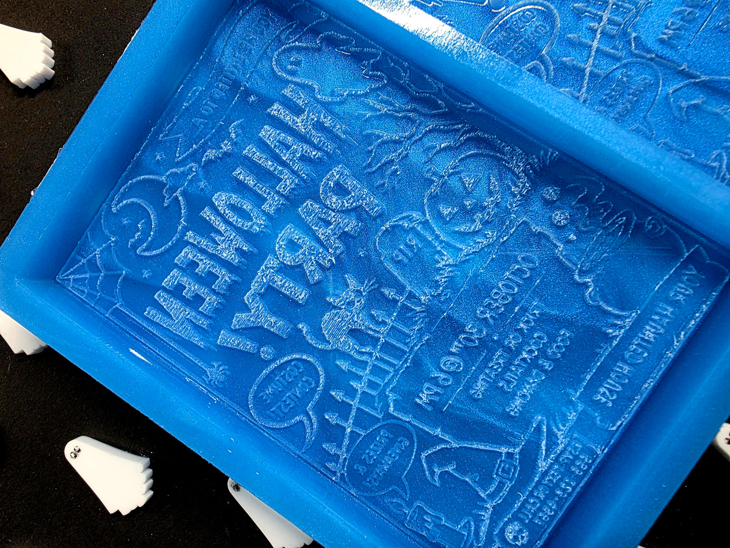 Halloween Party Invitation 2 cell silicone mould for wax melts, resin, soap, jesmonite