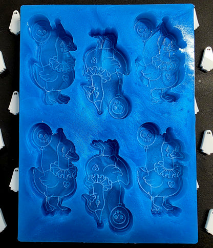 Clown Goose 6 cell silicone mould for wax melts, resin, soap, jesmonite