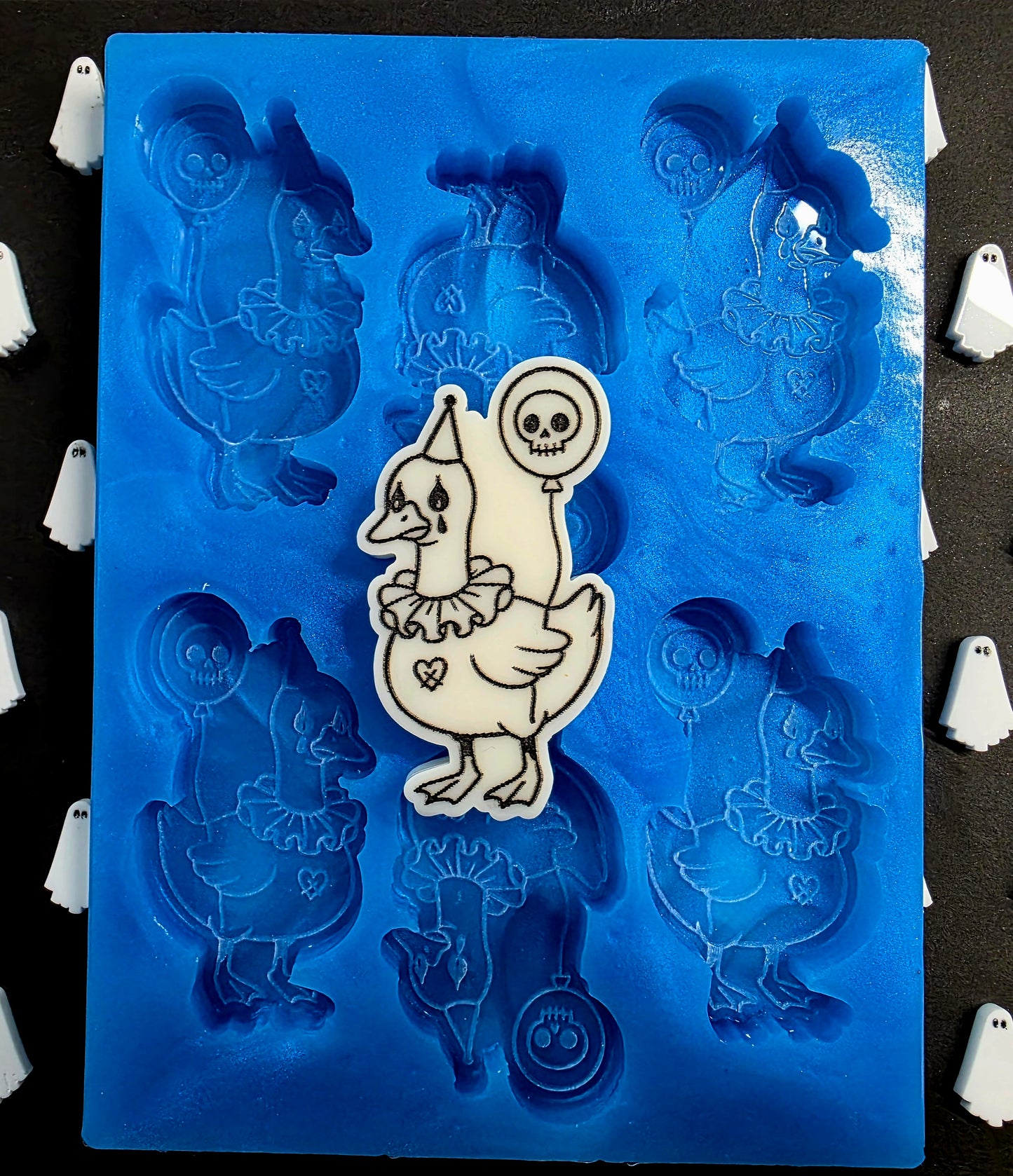 Clown Goose 6 cell silicone mould for wax melts, resin, soap, jesmonite