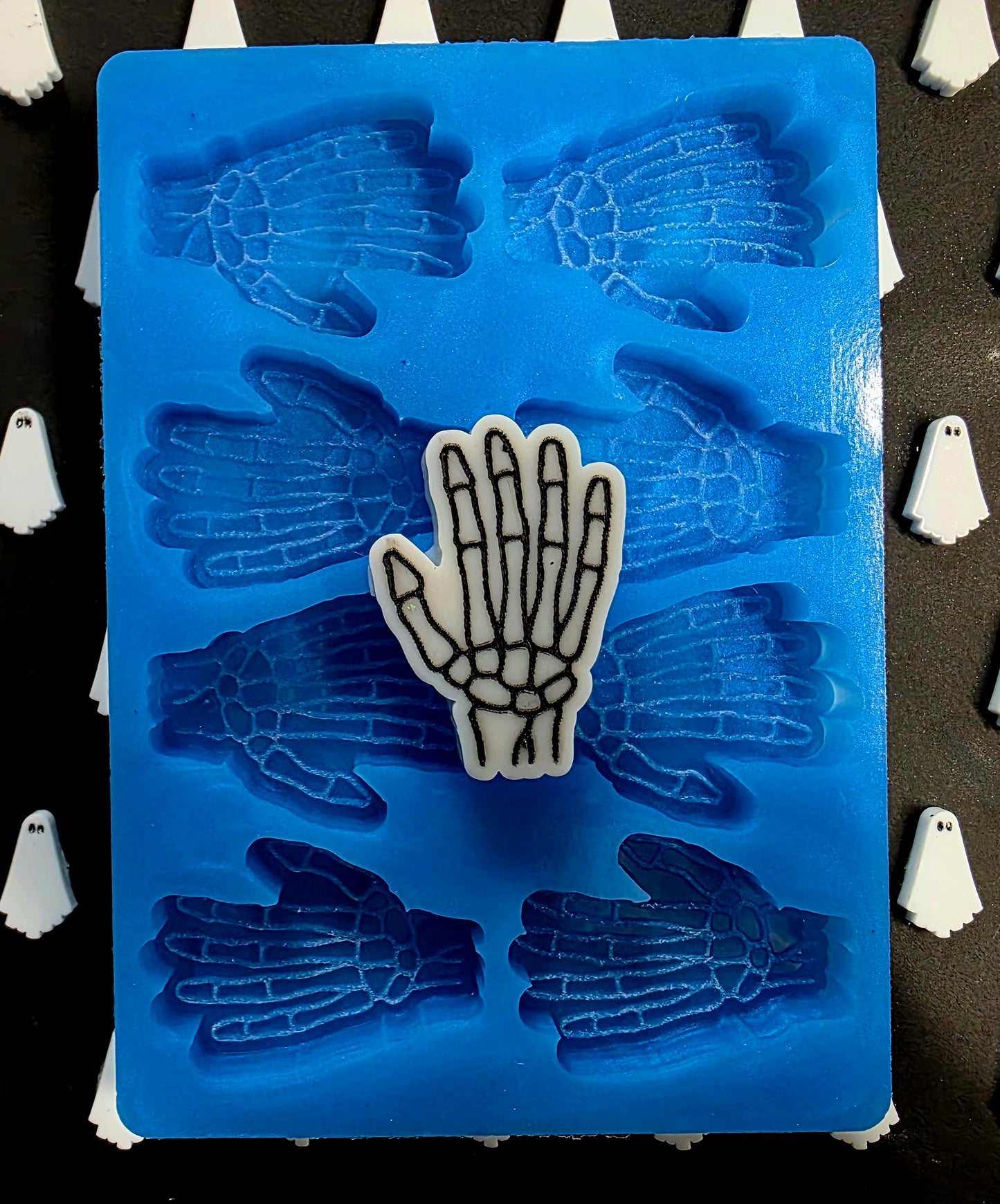 Skeleton Hand 8 cell silicone mould for wax, resin and more