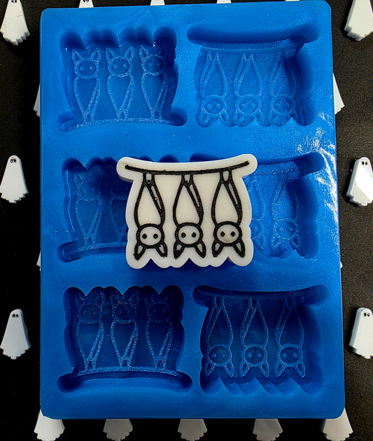 Hanging Bats 6 cell silicone mould for wax melts, resin, soap, jesmonite