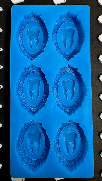Small Vintage Tooth Frame 6 Cell silicone mould for wax melts