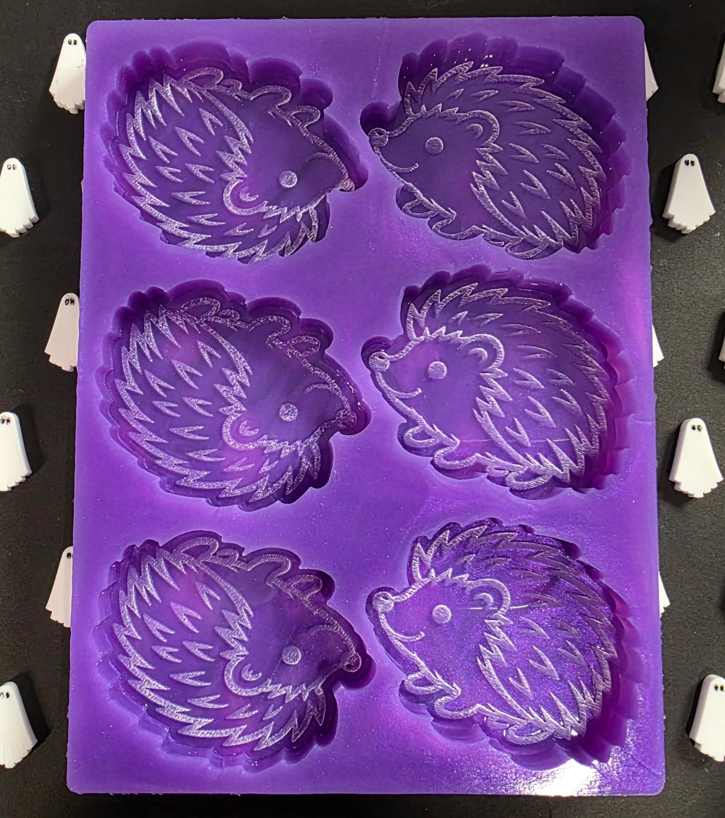 Hedgehog 6 cell silicone mould for wax melts, resin, soap, jesmonite
