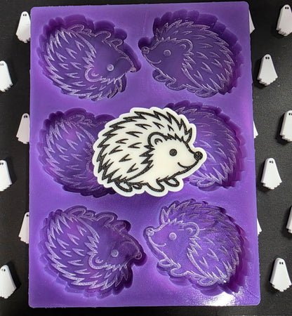 Hedgehog 6 cell silicone mould for wax melts, resin, soap, jesmonite