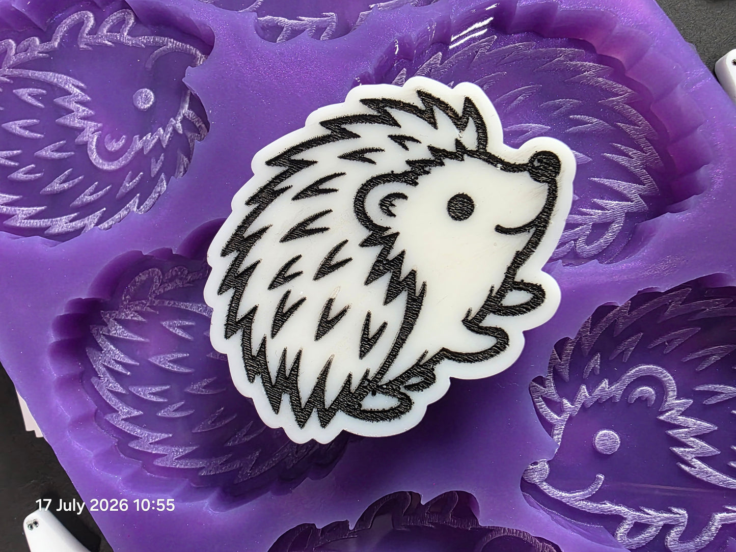 Hedgehog 6 cell silicone mould for wax melts, resin, soap, jesmonite