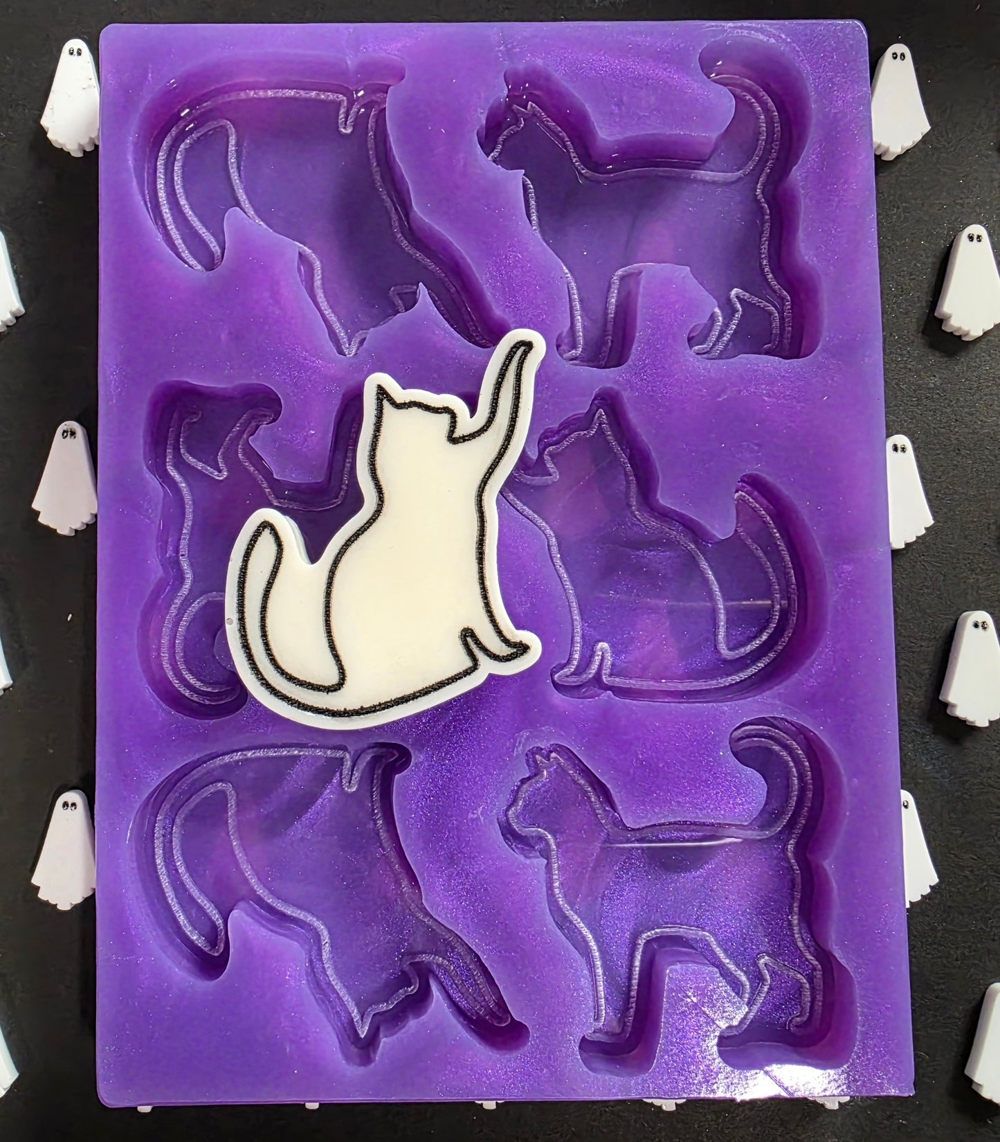 Cats 6 cell silicone mould for wax melts, resin, soap, jesmonite