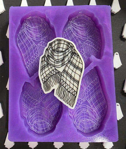 Winter scarf 4 cell silicone mould for wax melts, resin, soap, jesmonite