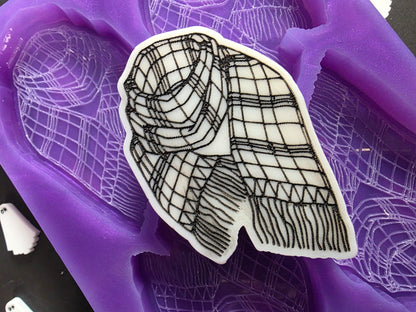 Winter scarf 4 cell silicone mould for wax melts, resin, soap, jesmonite