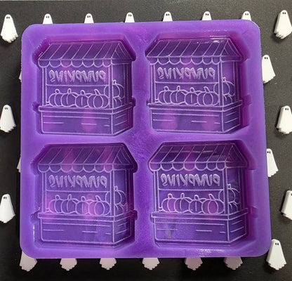 Pumpkin Stand 4 cell silicone mould for wax melts, resin, soap, jesmonite