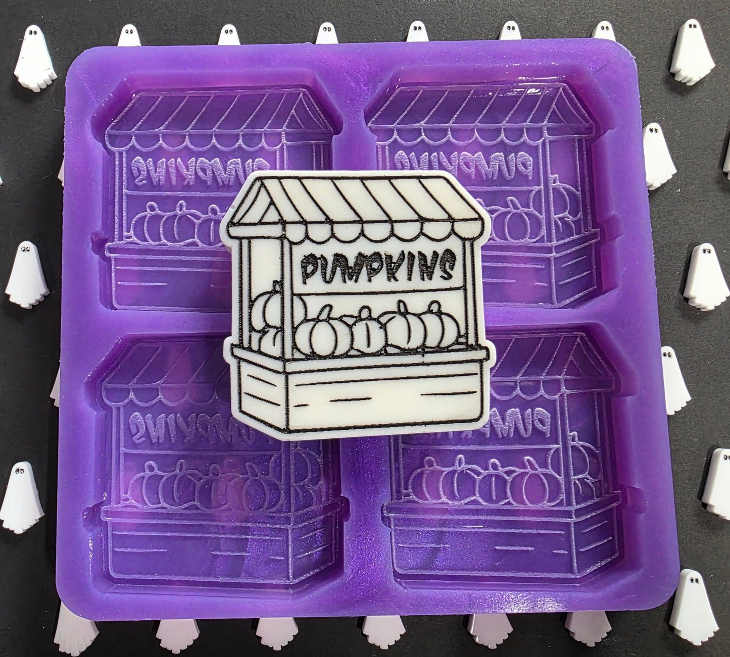 Pumpkin Stand 4 cell silicone mould for wax melts, resin, soap, jesmonite