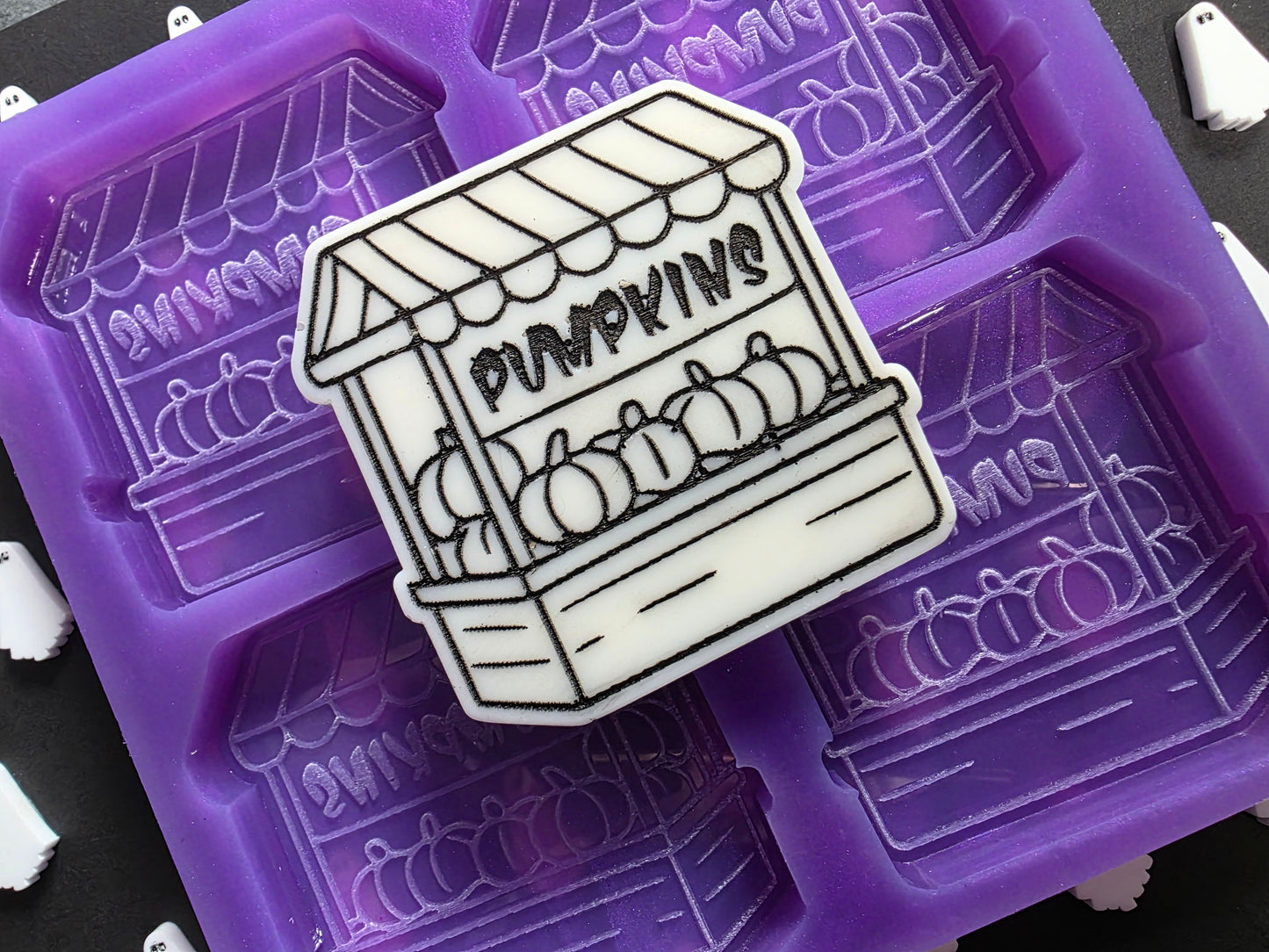 Pumpkin Stand 4 cell silicone mould for wax melts, resin, soap, jesmonite