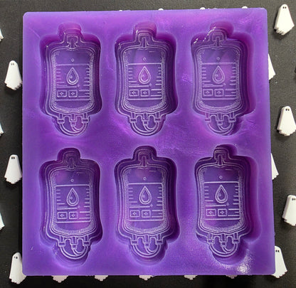 Blood bag 6 cell silicone mould for wax melts, resin, soap, jesmonite