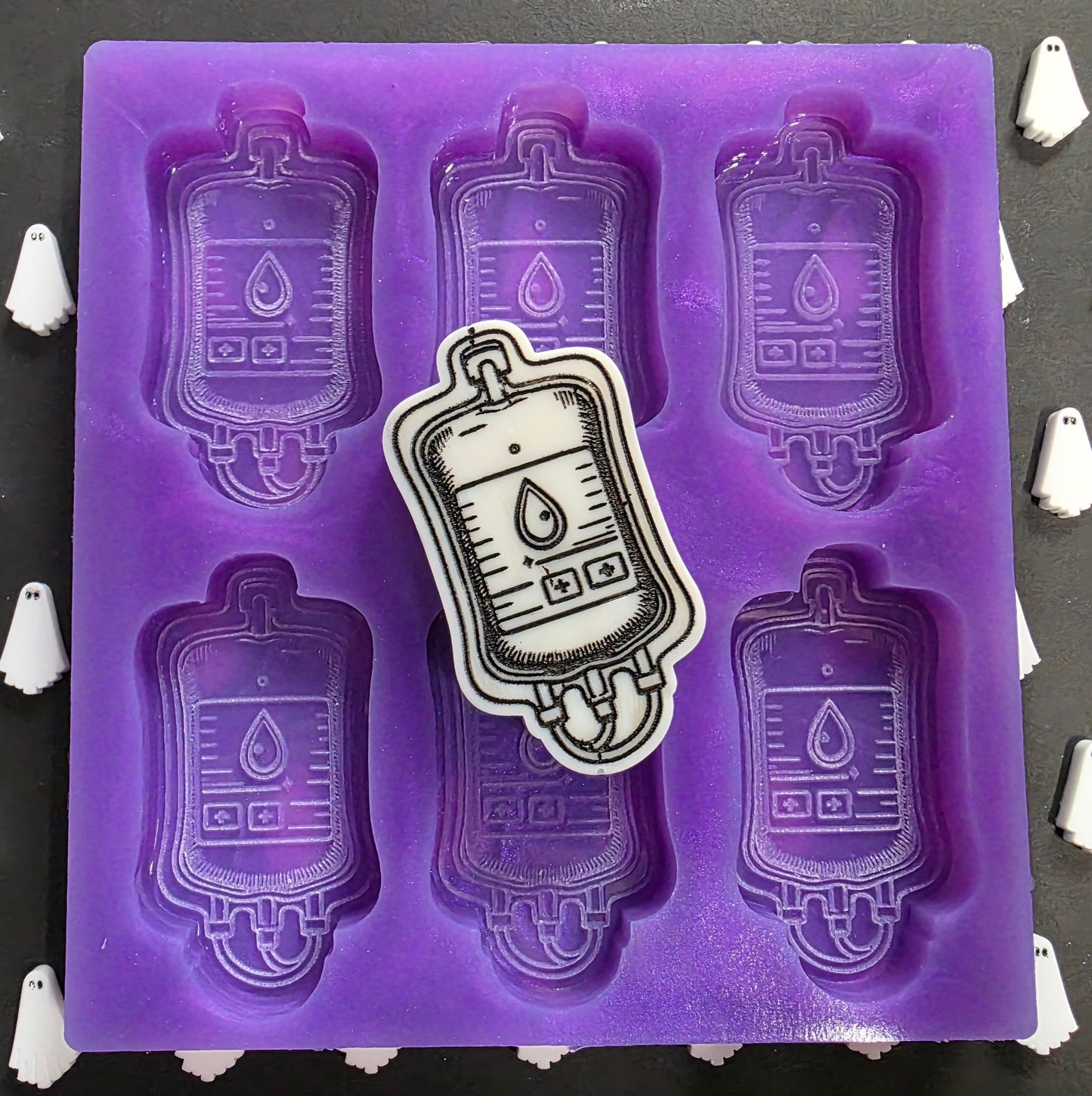 Blood bag 6 cell silicone mould for wax melts, resin, soap, jesmonite