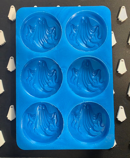 Halloween ghost disc 6 silicone mould for wax melts, resin, soap, jesmonite etc