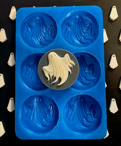 Halloween ghost disc 6 silicone mould for wax melts, resin, soap, jesmonite etc