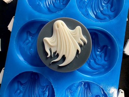 Halloween ghost disc 6 silicone mould for wax melts, resin, soap, jesmonite etc