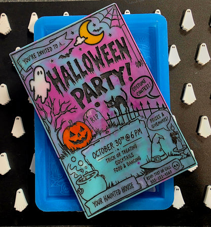 Halloween party invitation silicone mould for wax melts, resin, soap, jesmonite etc
