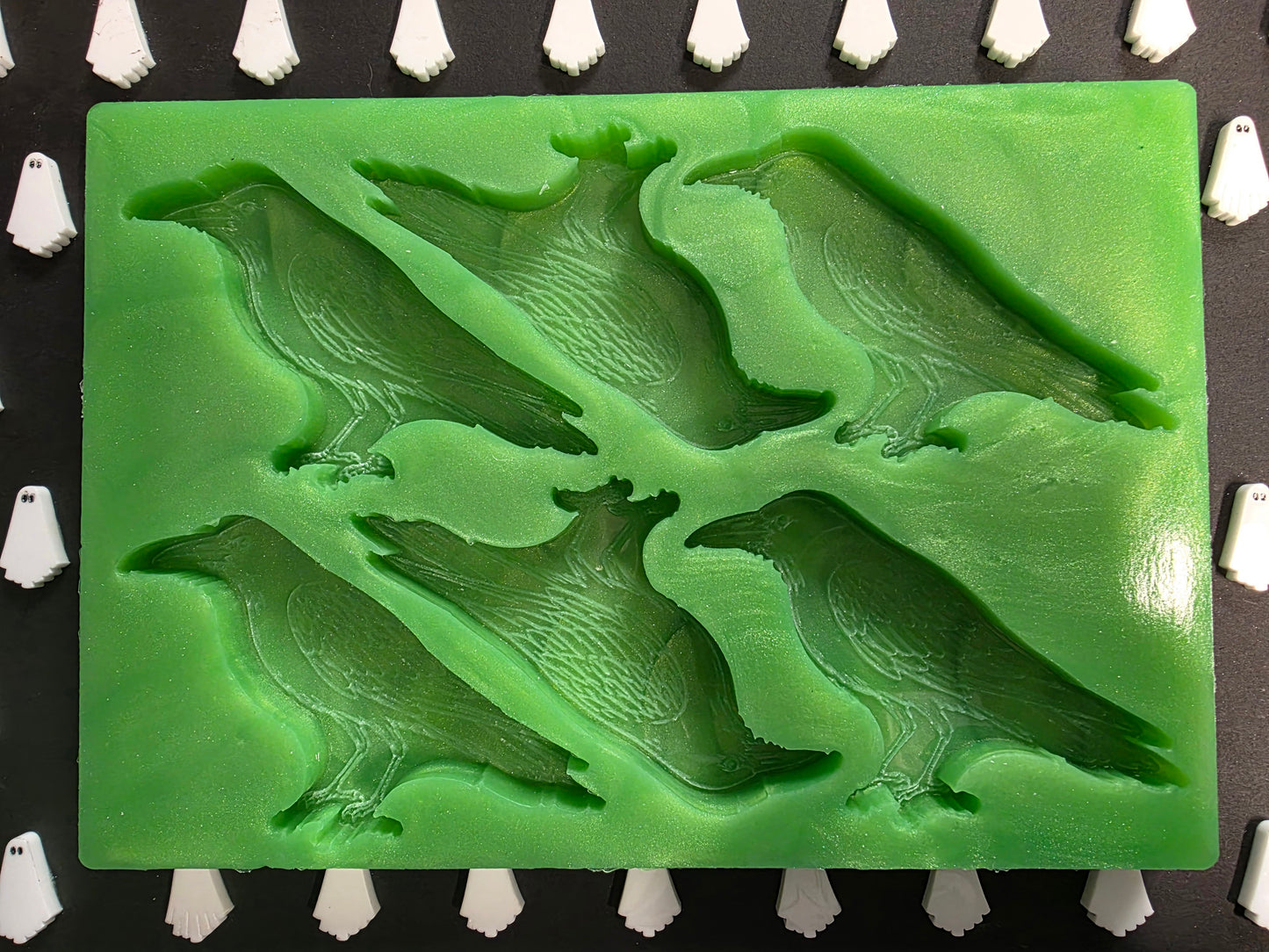 Crow 6 cell silicone mould for wax melts, resin, jesmonite and more