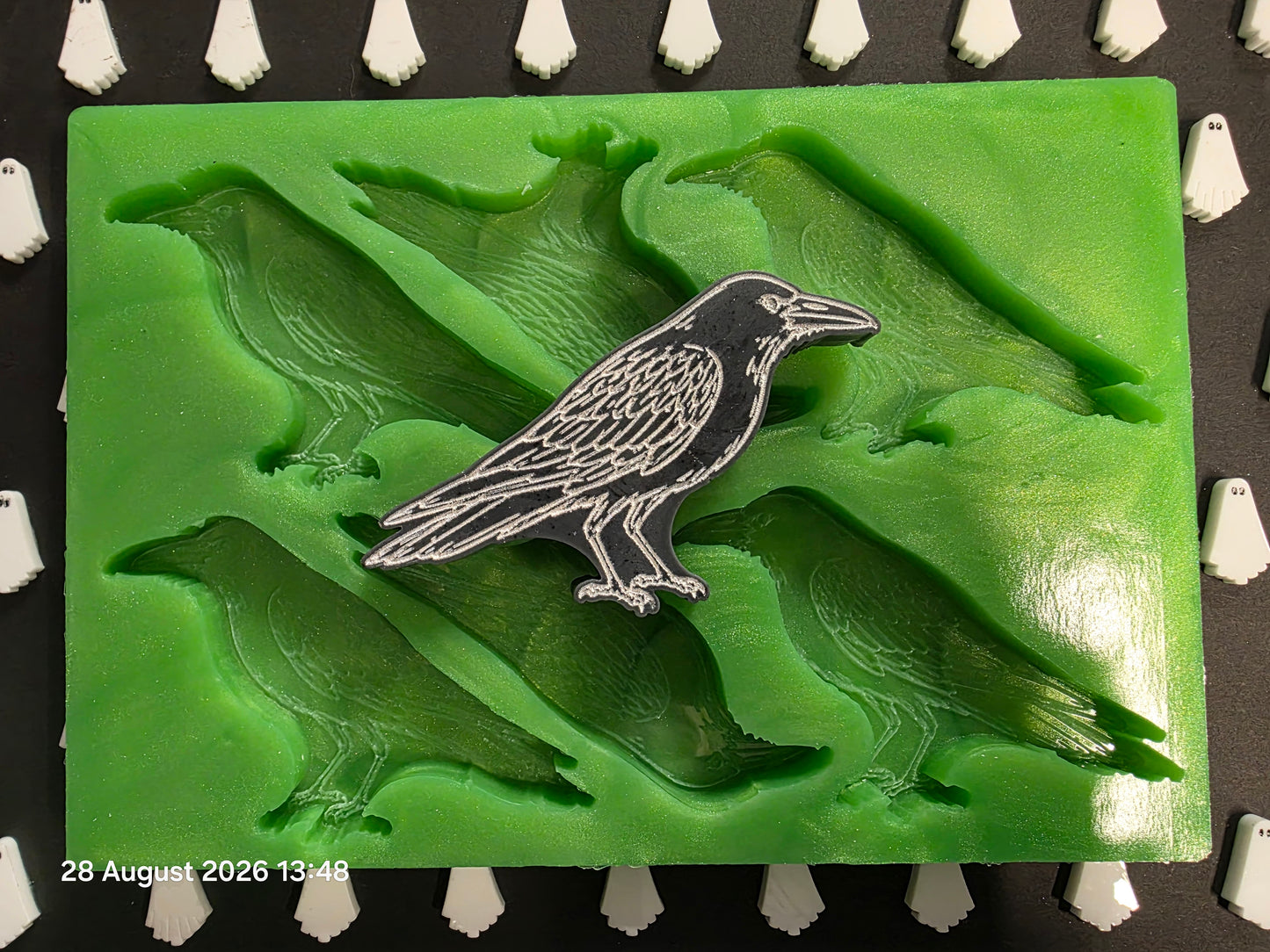 Crow 6 cell silicone mould for wax melts, resin, jesmonite and more