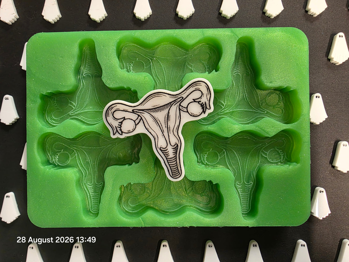 Uterus 6 cell silicone mould for wax melts, resin, jesmonite and more