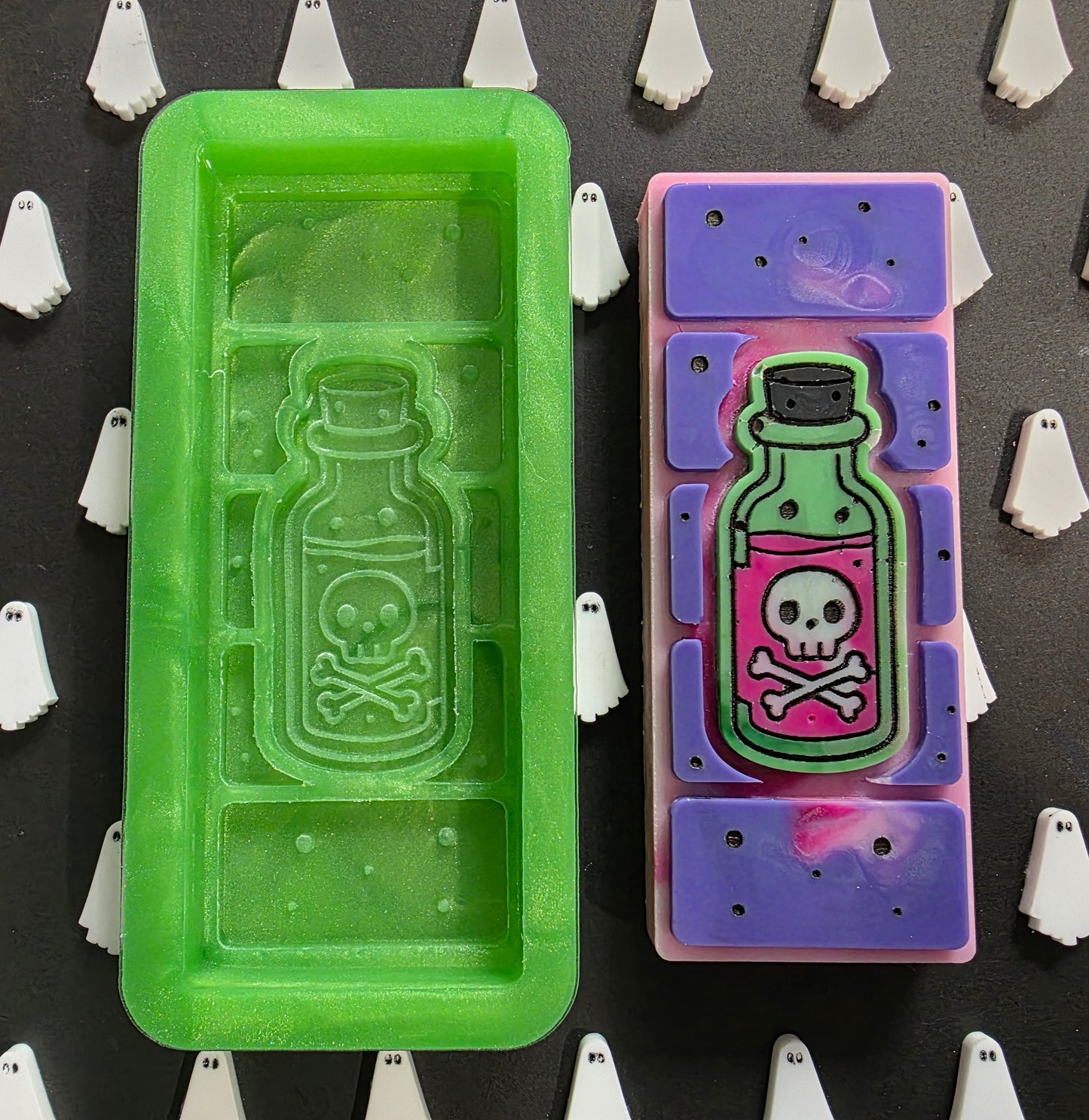 Poison Bottle 50g snap bar silicone mould for wax and more.