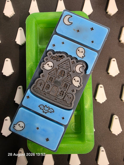 Haunted house 50g snap bar silicone mould for wax and more.