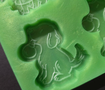 Christmas Puppies lights and bauble design 6 cell Silicone Mould for wax melts, resin and more