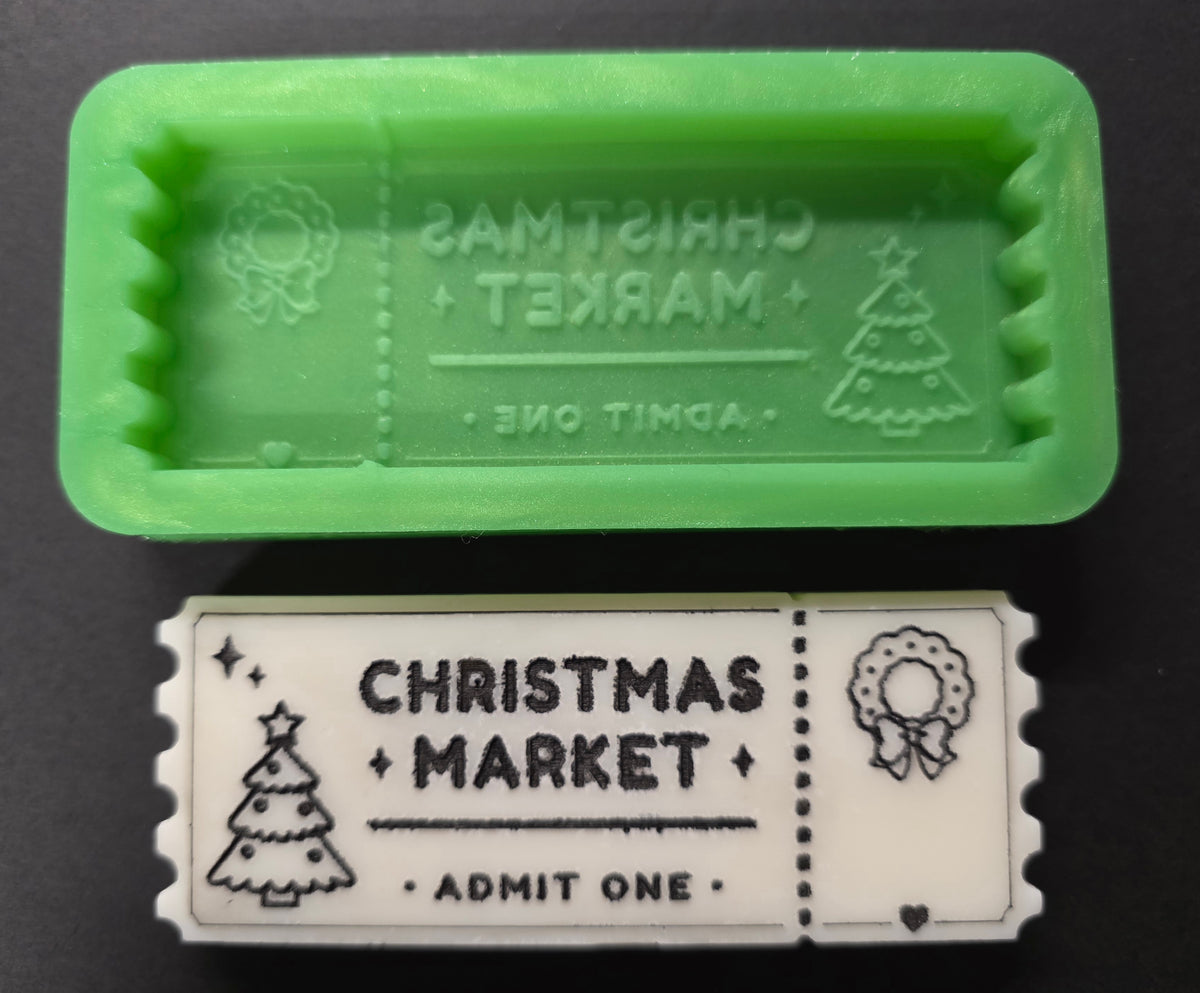 Christmas Market Ticket Snap Bar Silicone Mould for wax melts, resin and more