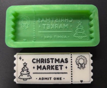 Christmas Market Ticket Snap Bar Silicone Mould for wax melts, resin and more