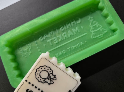 Christmas Market Ticket Snap Bar Silicone Mould for wax melts, resin and more