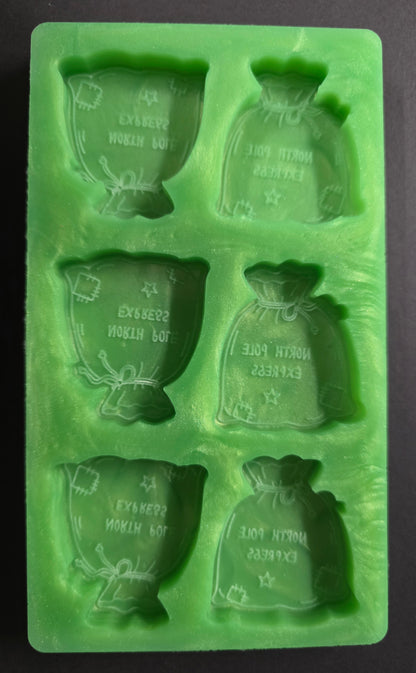 North Pole Express Santa Sack 6 Cell Silicone Mould For Wax Melts, Resin, Plaster And More