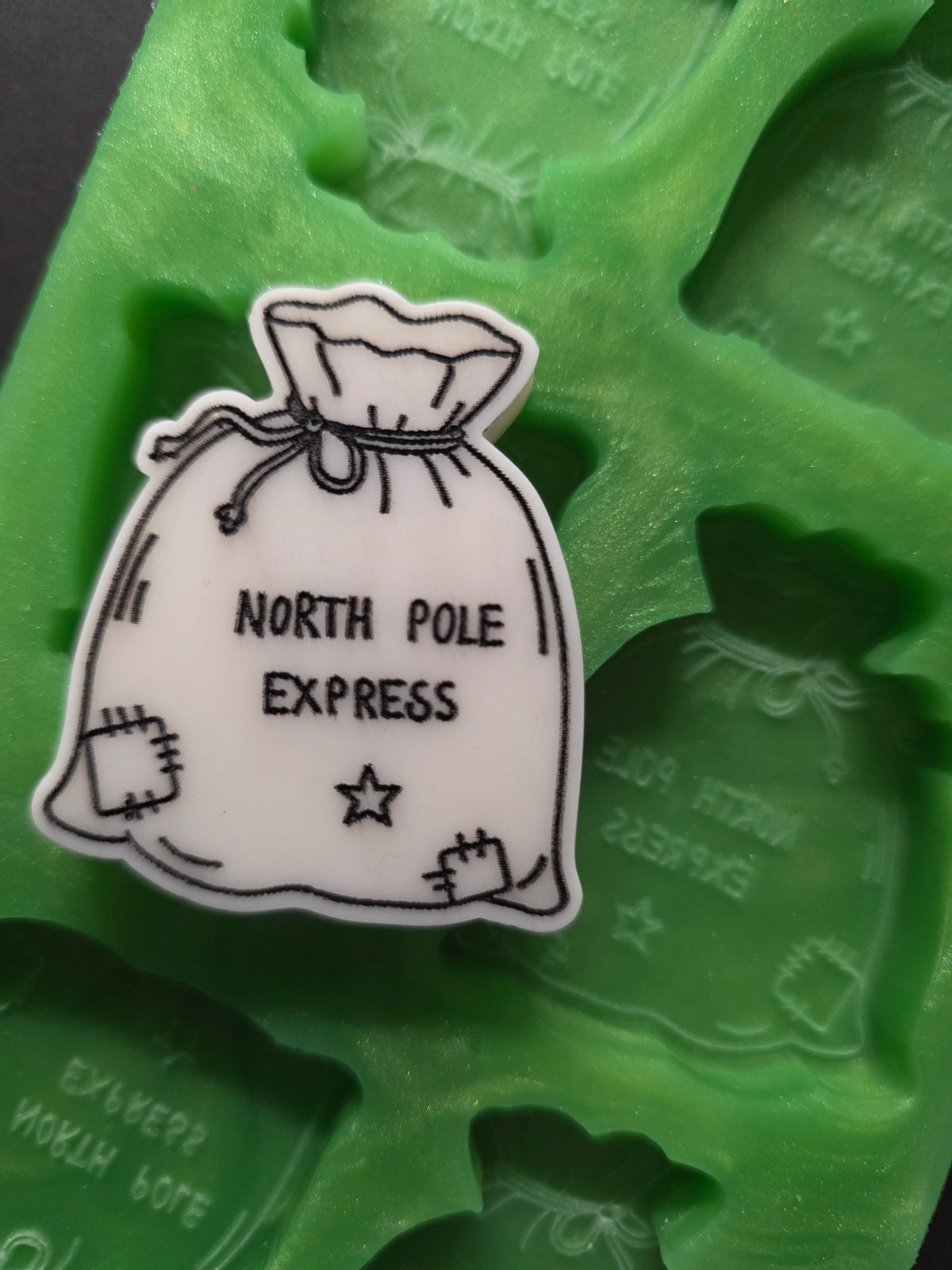North Pole Express Santa Sack 6 Cell Silicone Mould For Wax Melts, Resin, Plaster And More