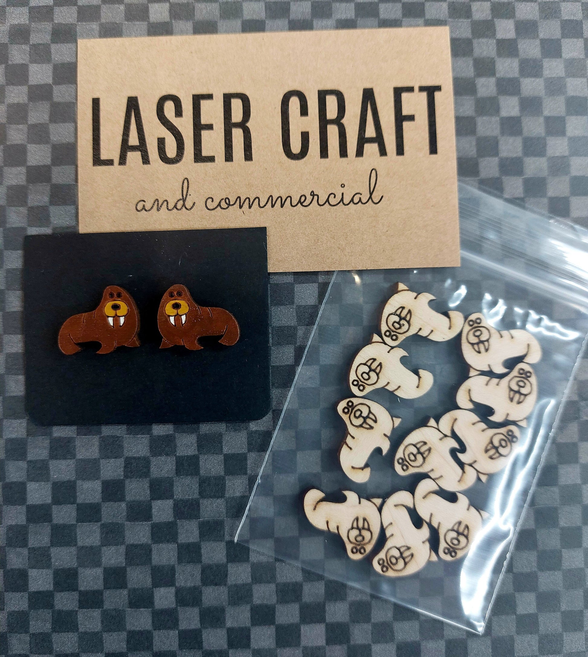 Earrings Walrus, Laser Cut Solid Maple Wood Walrus Earring Blanks, Jewellery Making