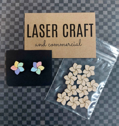 Earrings Flower, Laser Cut Solid Maple Wood Flower Earring Blanks, Jewellery Making