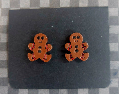 Earrings Gingerbread Man, Laser Cut Solid Maple Wood Gingerbread Men Earring Blanks, Jewellery Making