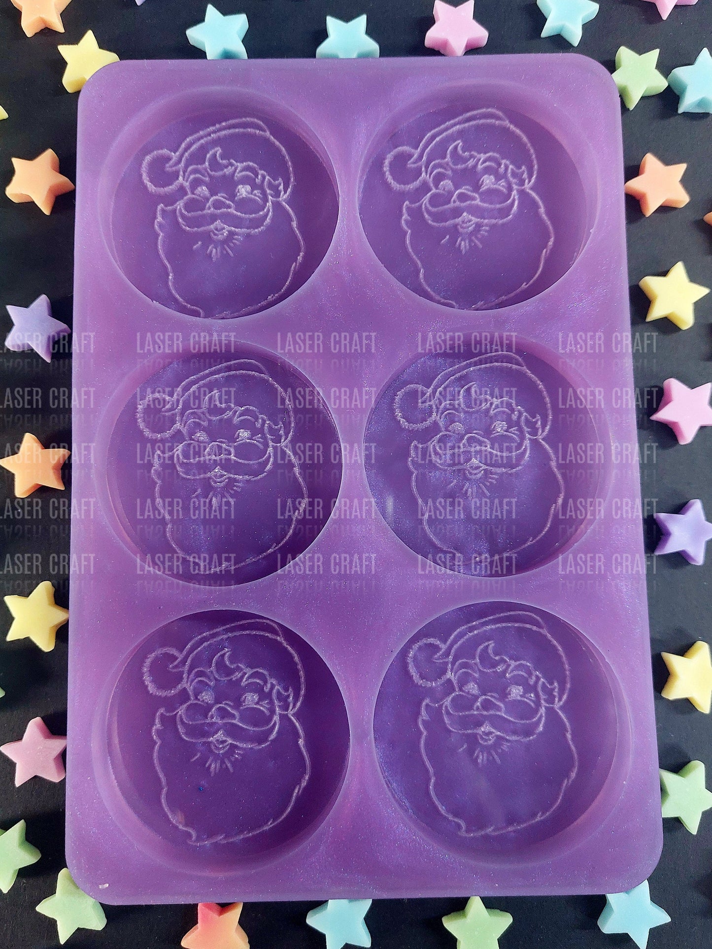 Santa 6 Cell Silicone Mould for wax, resin, soap etc
