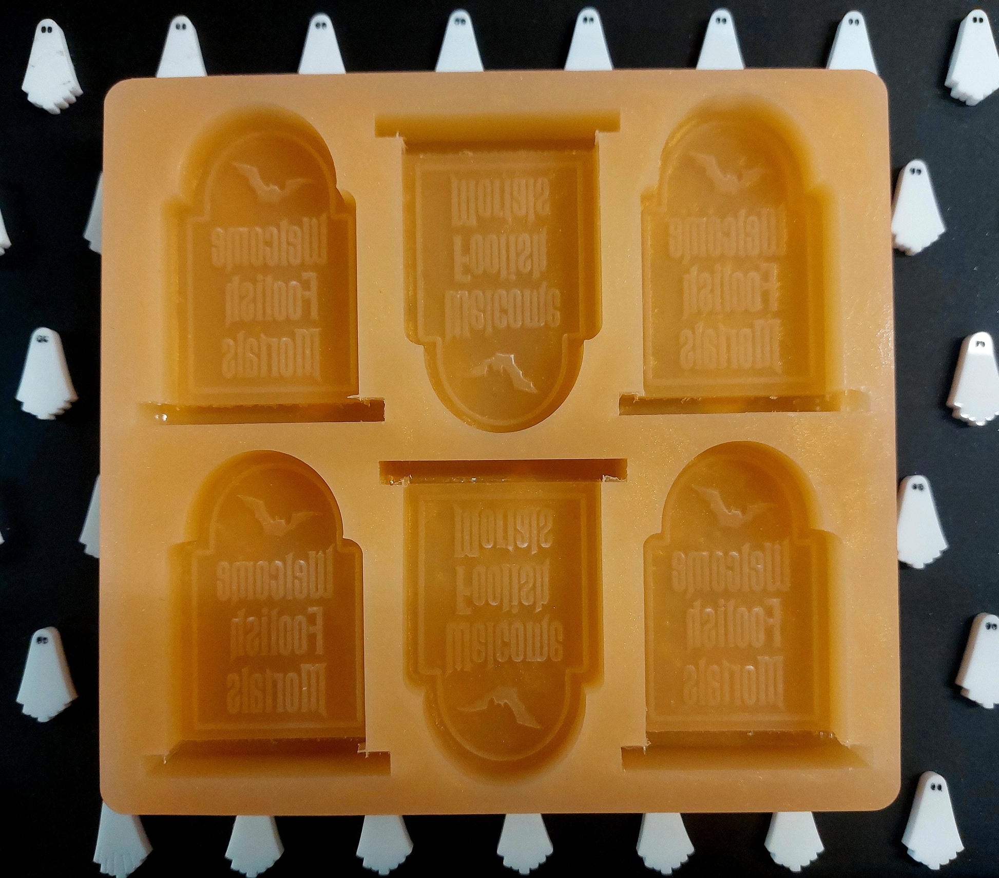 Stand Up Foolish Mortals Gravestones 6 Cell Silicone Mould for wax melts