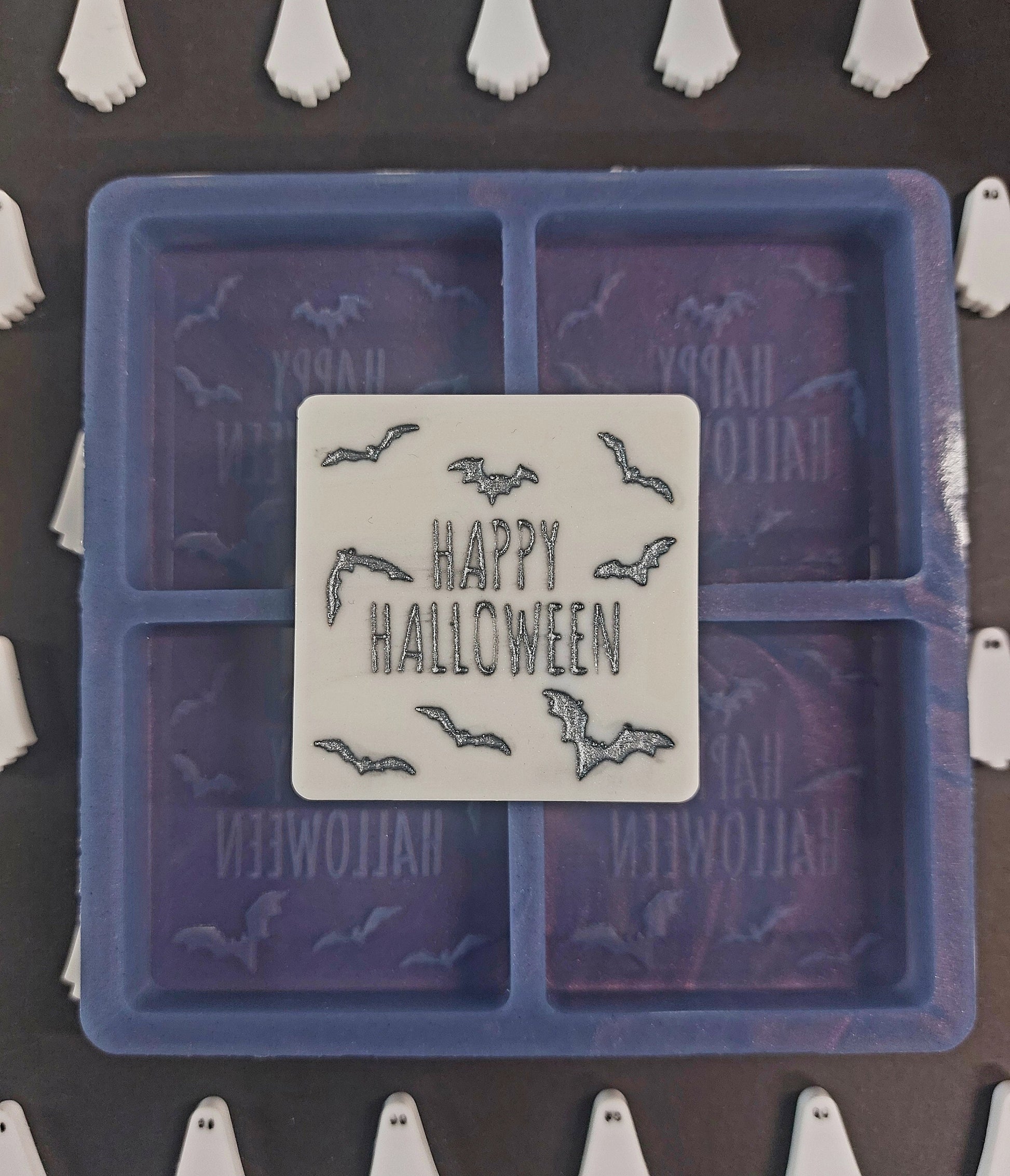 Happy Halloween 4 Cell Silicone Mould for wax, resin, jesmonite, soap etc